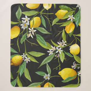 Blumenmuster mit Zitronenfrüchten im Vintage-Stil Sherpadecke