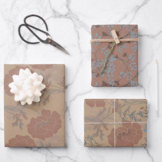 Blumenmuster, Mocha mousse Farbe Geschenkpapier Set