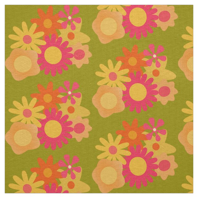 Blumenmuster Mod Vintag rosa grüne Stoffe (Muster)