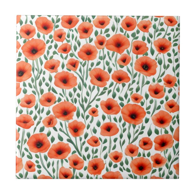Blumenmuster Mohnblumen Fliese (Vorderseite)