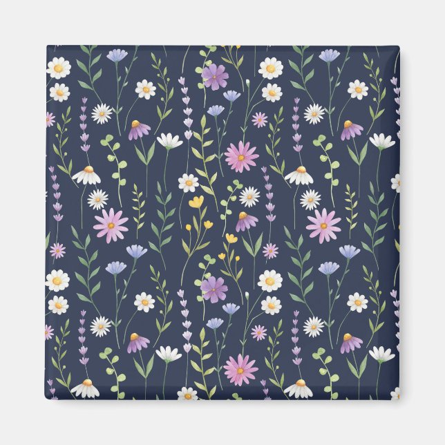 Blumenmuster-Muster-Fashion-Frühlingsblumen Magnet (Vorne)