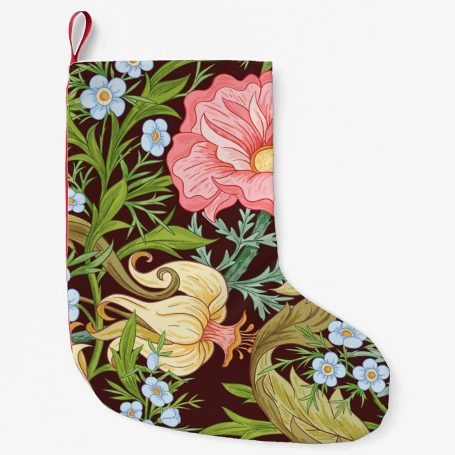 Blumenmuster nahtlos Hintergrund mit In Art Kleiner Weihnachtsstrumpf (Vorderseite)