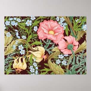 Blumenmuster nahtlos Hintergrund mit In Art Poster