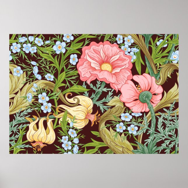 Blumenmuster nahtlos Hintergrund mit In Art Poster (Vorne)