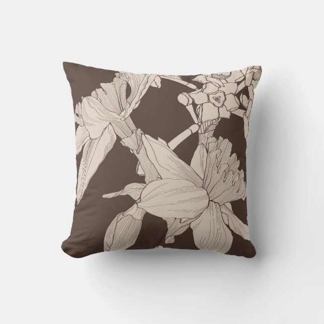 Blumenmuster nahtlos, Narzissen Blume. Kissen (Vorderseite)