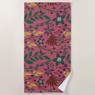 Blumenmuster nahtlos rosa Blume Blätter Verzweigun Strandtuch