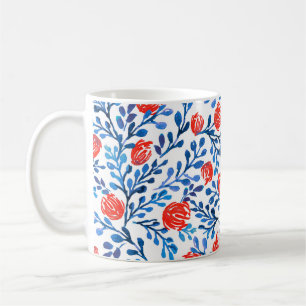 Blumenmuster: Nahtlose Blätter Kaffeetasse