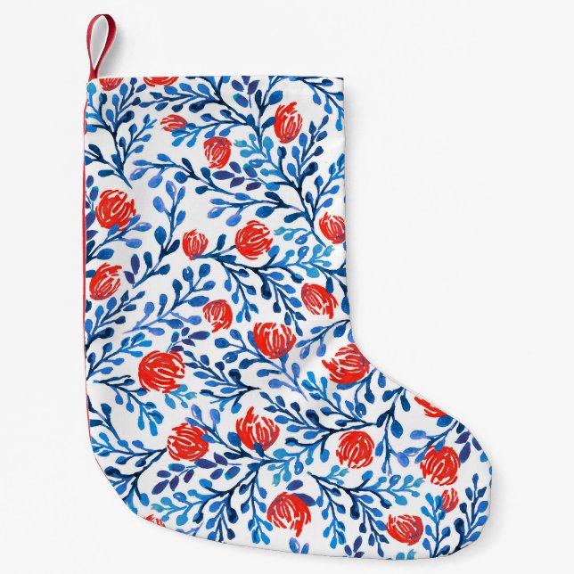 Blumenmuster: Nahtlose Blätter Kleiner Weihnachtsstrumpf (Vorderseite)