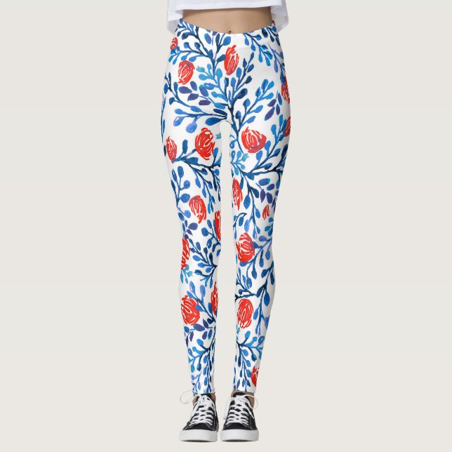 Blumenmuster: Nahtlose Blätter Leggings (Vorderseite)