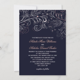 Blumenmuster Navy Tulip - Einladung zur Hochzeit