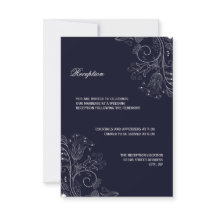 Blumenmuster Navy/White - Empfang Einladung