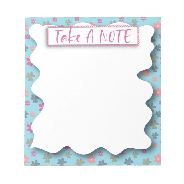 Blumenmuster nehmen einen Notiz-Editor Notizblock (Vorderseite)