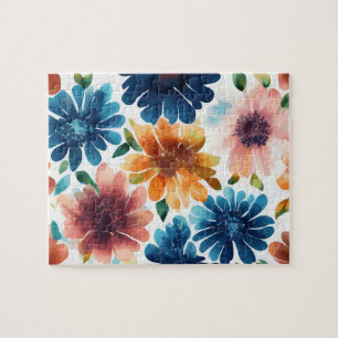 Blumenmuster Niedliche Vintage Aquarellfarben-Blum Puzzle