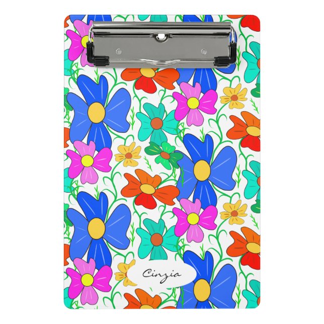 Blumenmuster-Notebook Mini Klemmbrett (Vorderseite)
