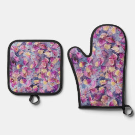 Blumenmuster  ofenhandschuh & Topflappen-Set