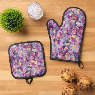 Blumenmuster  ofenhandschuh & Topflappen-Set