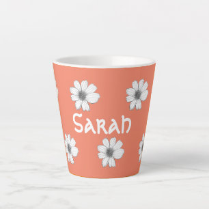 Blumenmuster Orange individuelle Name Milchtasse