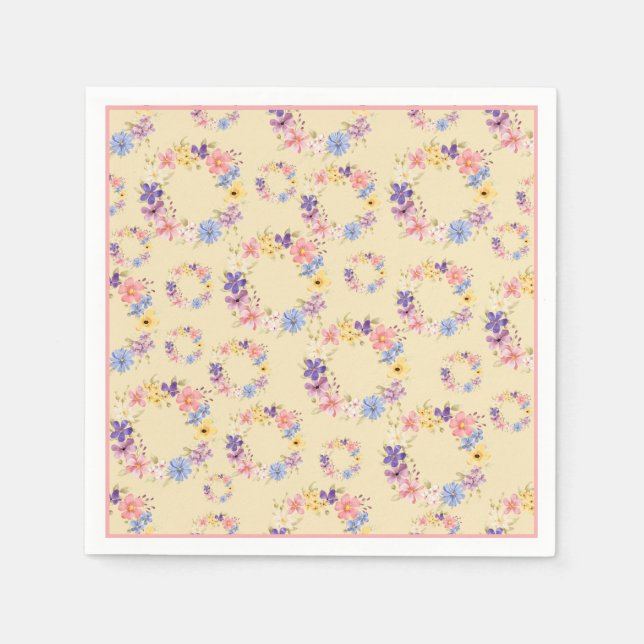 Blumenmuster Papier Napkin Serviette (Vorderseite)