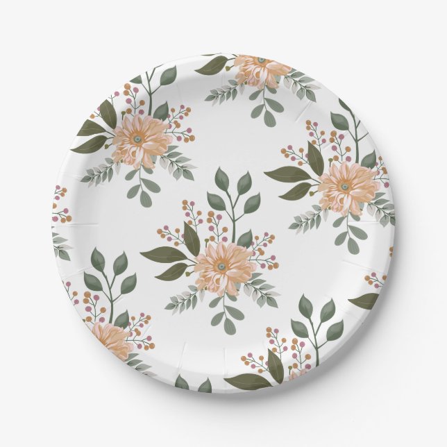 Blumenmuster-Papierteller Pappteller (Vorderseite)