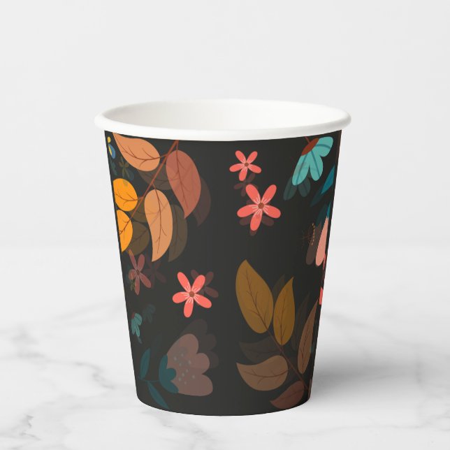 Blumenmuster  pappbecher (Vorderseite)