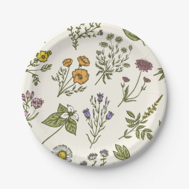 Blumenmuster Pappteller (Vorderseite)