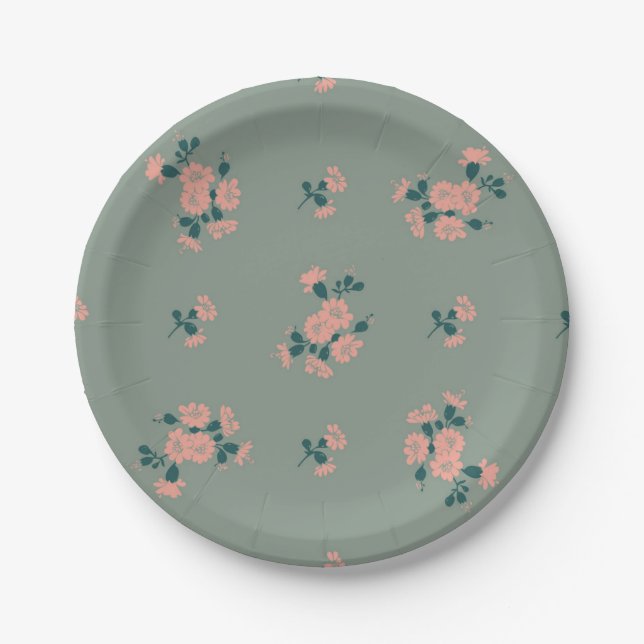 Blumenmuster Pappteller (Vorderseite)