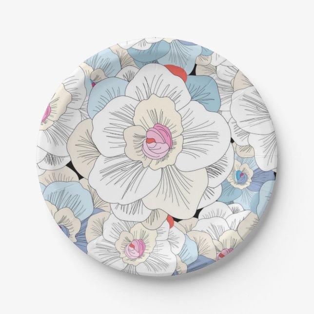 Blumenmuster Pappteller (Vorderseite)