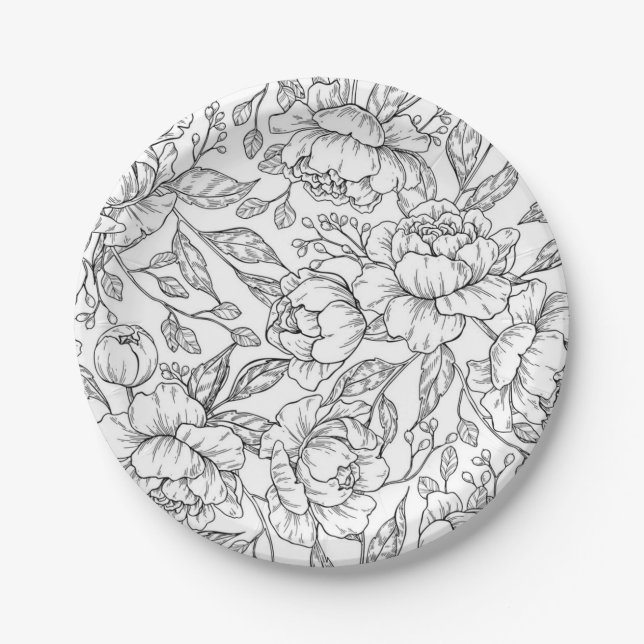 Blumenmuster Pappteller (Vorderseite)