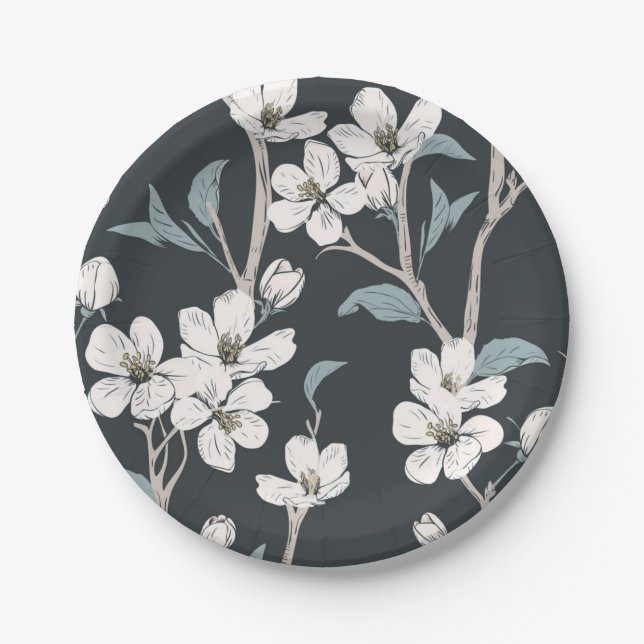 Blumenmuster Pappteller (Vorderseite)