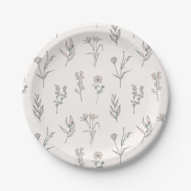 Blumenmuster Pappteller (Vorderseite)
