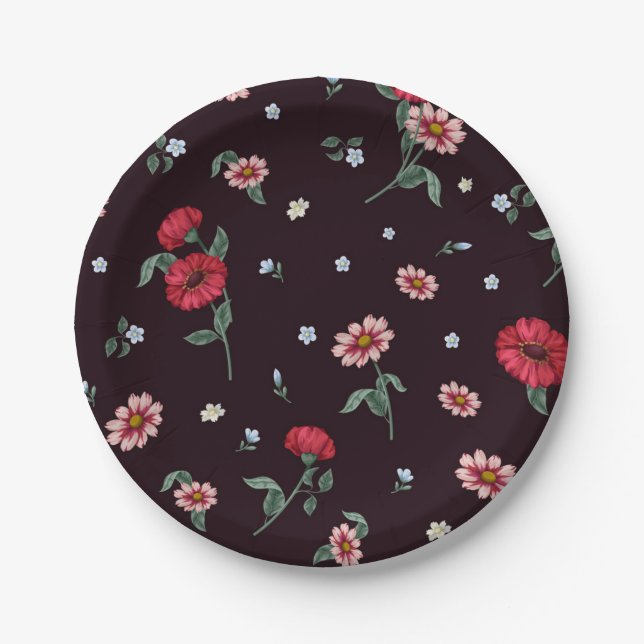 Blumenmuster Pappteller (Vorderseite)