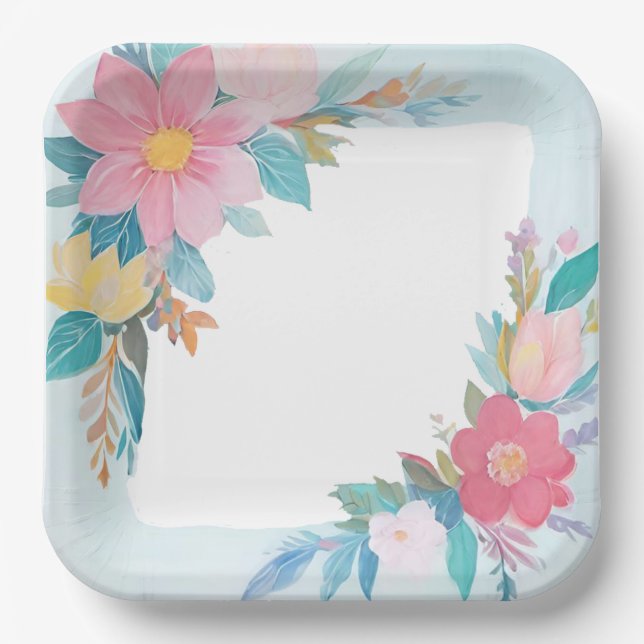 Blumenmuster Pappteller (Vorderseite)