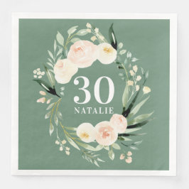 Blumenmuster Peach Aquarell 30. Geburtstag Party D Serviette