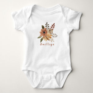 Blumenmuster personalisierter Name süßer moderner  Baby Strampler