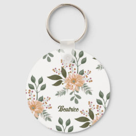 Blumenmuster - Personalisierter Schlüsselanhänger