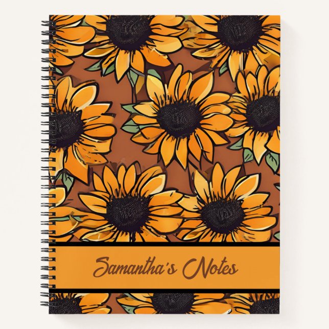 Blumenmuster Personalisiertes Notebook Notizbuch (Vorderseite)
