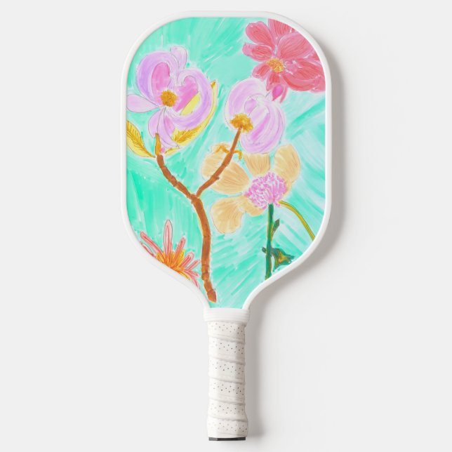 Blumenmuster Pickleball Schläger (Vorderseite)