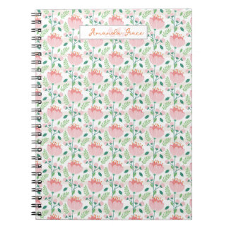 Blumenmuster-Planer in Rosa und Orange Notizblock