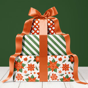 Blumenmuster Poinsettie Hübsche Feiertage Weihnach Geschenkpapier Set