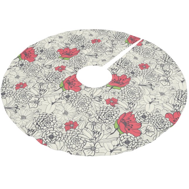 Blumenmuster Polyester Weihnachtsbaumdecke (Schrägansicht)