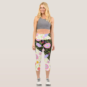 Blumenmuster Pop Art Malerei Bi-Color Nahtloses Mu Capri Leggings