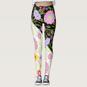 Blumenmuster Pop Art Malerei Bi-Color Nahtloses Mu Leggings