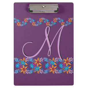 Blumenmuster Pop Art Monogramm Klemmbrett