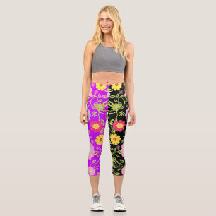 Blumenmuster Pop Art Painting Bi Colour Muster Capri Leggings