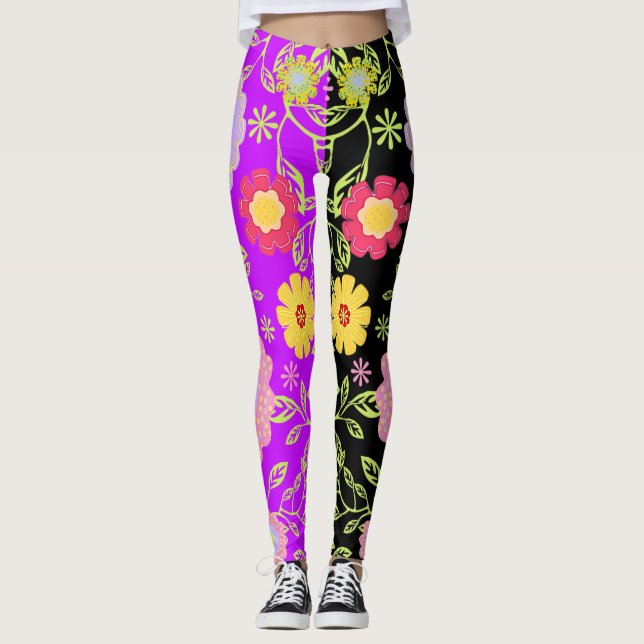 Blumenmuster Pop Art Painting Bi Colour Muster Leggings (Vorderseite)