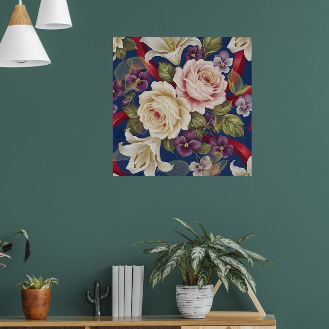 Blumenmuster Poster (Wohnzimmer 1)