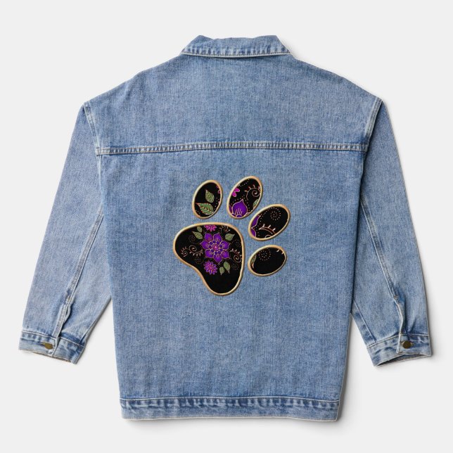 Blumenmuster Print Jeansjacke (Rückseite)