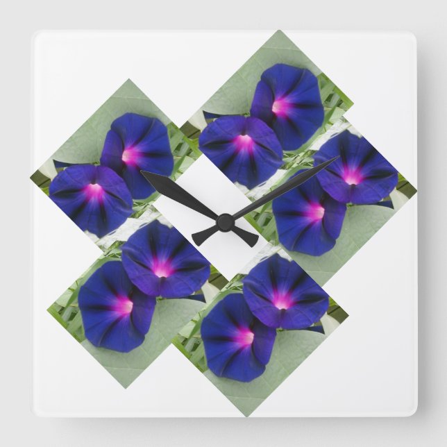 Blumenmuster  quadratische wanduhr (Vorderseite)