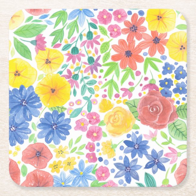 Blumenmuster Rechteckiger Pappuntersetzer (Vorderseite)