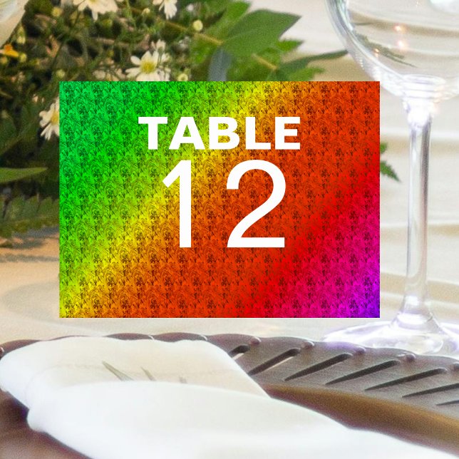 Blumenmuster Regenbogen Herbst Hochzeit Tischnummer (Floral Pattern Rainbow Autumn Wedding Table Number)